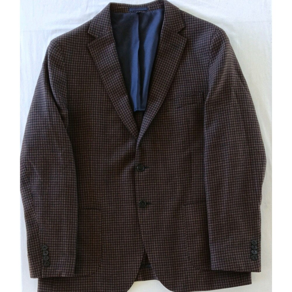 JOS A BANK Mens SLIM FIT Tweed Wool & Cotton Blend Plaid Blazer Sz 46R 1905